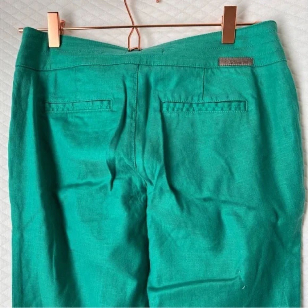 Anthropologie Level 99 Linen Trouser Pants Kelly Green Wide leg‎ Women 28 - Picture 4 of 14
